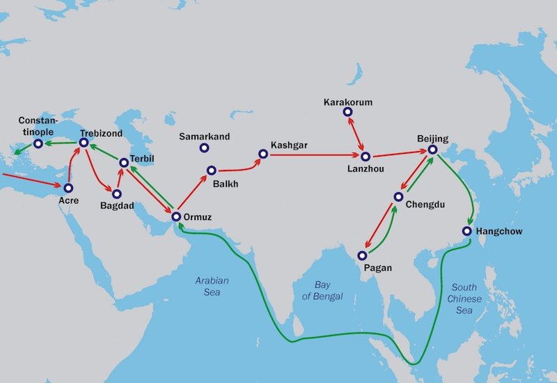 Map of Marco Polo's travels