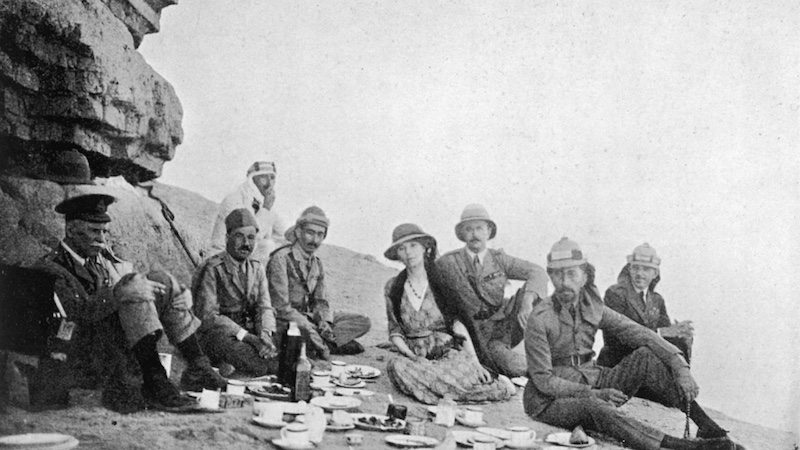 Gertrude Bell, pictured picnicking in Iraq with King Faisal I (second right)