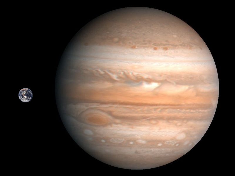 Size comparison of Jupiter and Earth