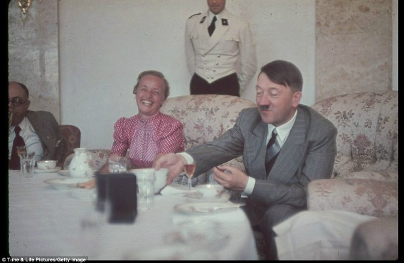 Jaeger captured this informal shot of Hitler with wife of Gauleiter Albert Forster at his Upper Bavaria estate in the late 30s.