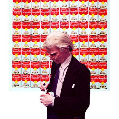 Andy Warhol with Soup can painting